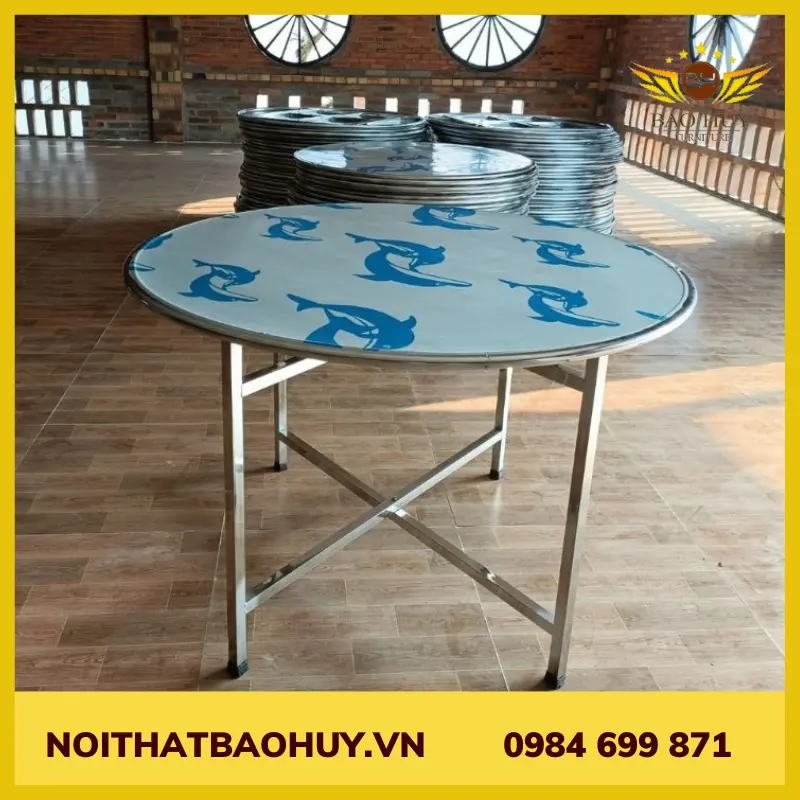 Bàn tròn inox 1m2 sus 304 DN004