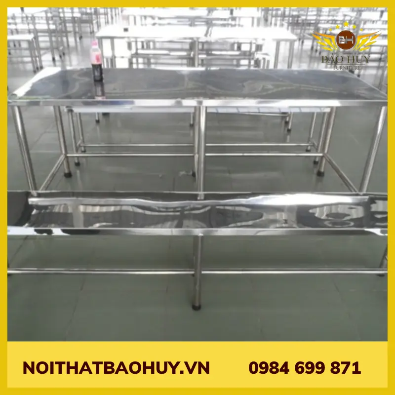 Bộ bàn ghế ăn công nghiệp inox 304 DN050