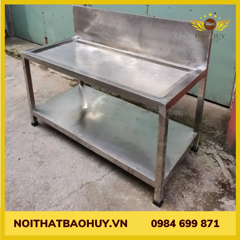 Bàn bếp inox có vách ngăn giữa BCN22