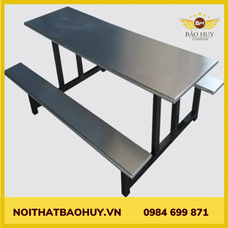 Bộ bàn ghế ăn công nghiệp inox 304 DN054