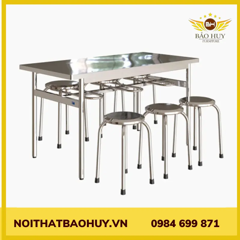 Bàn ăn công nghiệp inox 201 DN037