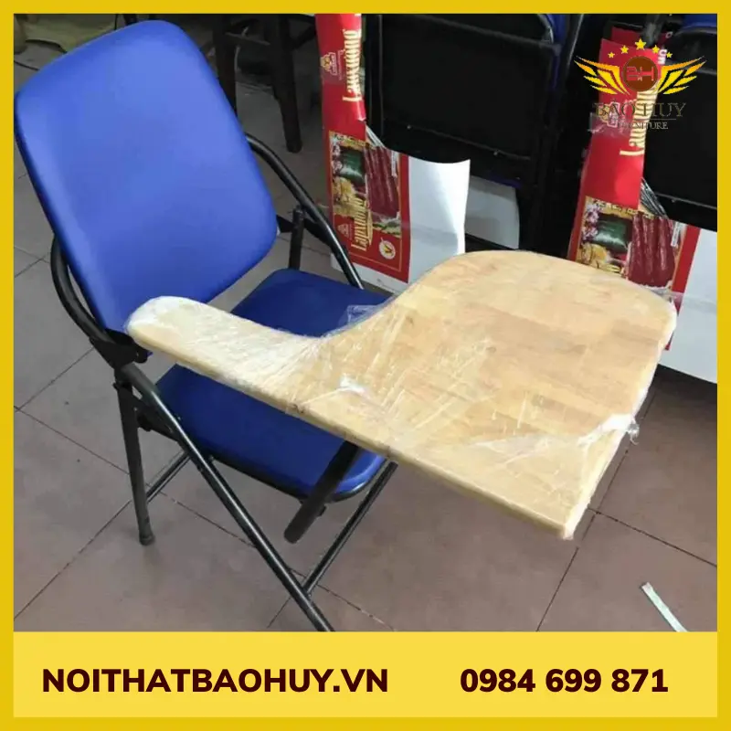 Ghế gấp liền bàn mặt gỗ cao su GLB04