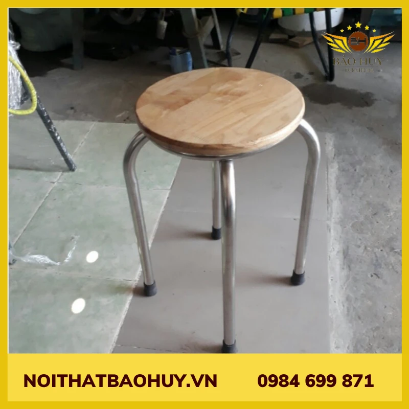 Ghế đẩu mặt gỗ GI17