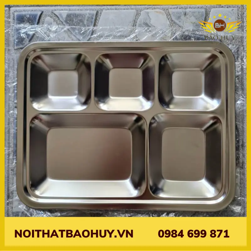Khay com chia 5 ô nhỏ inox 201 K1