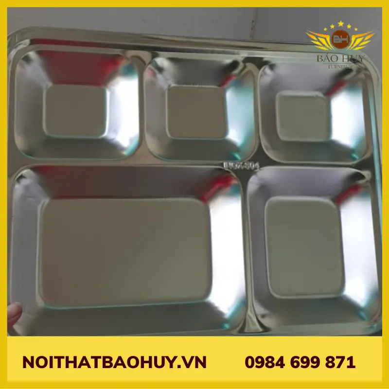 Khay chia cơm 5 ô nhỏ inox 304 K2