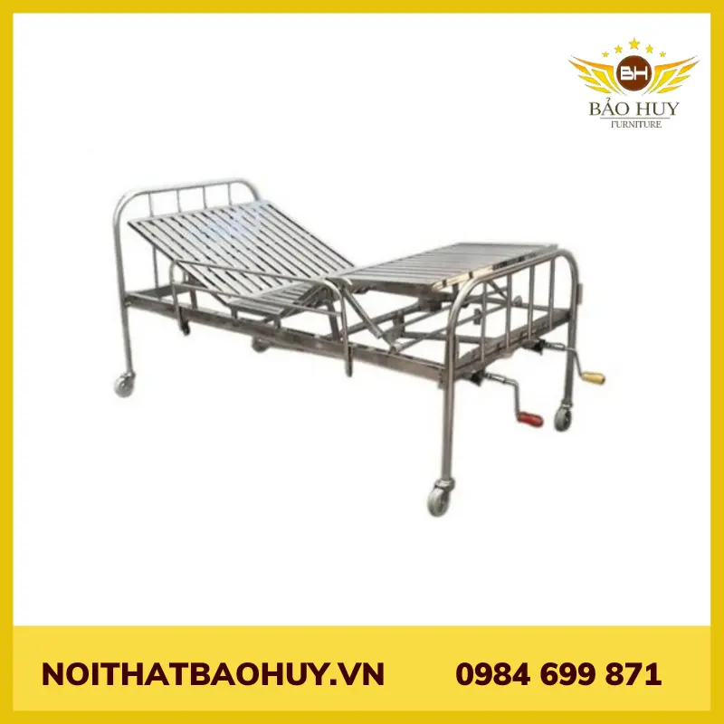 GIƯỜNG Y TẾ 1M2 CÓ 2 TAY QUAY GYT 09
