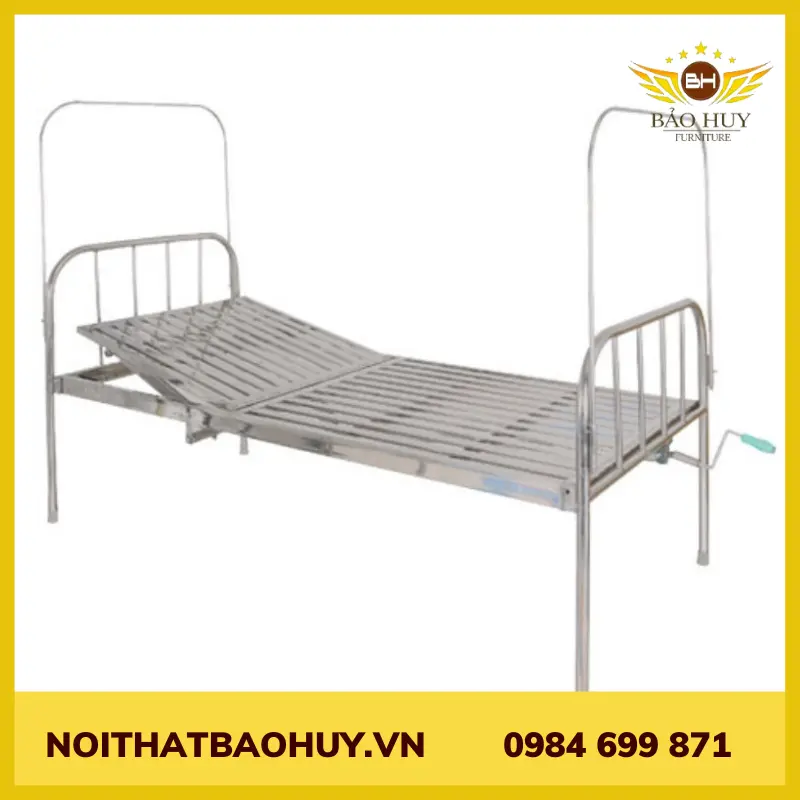 Giường y tế inox 304 có 1 tay quay GYT 10