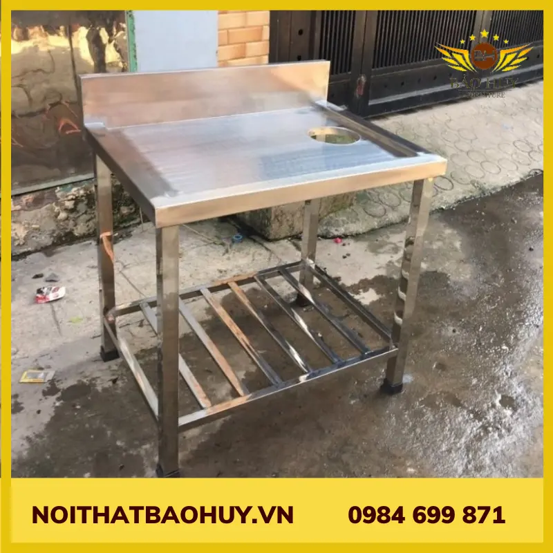 Bàn inox có lỗ xả rác BCN18