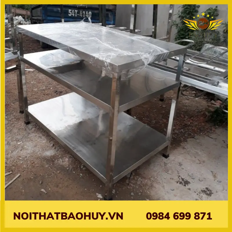 Bàn inox 3 tầng BCN12