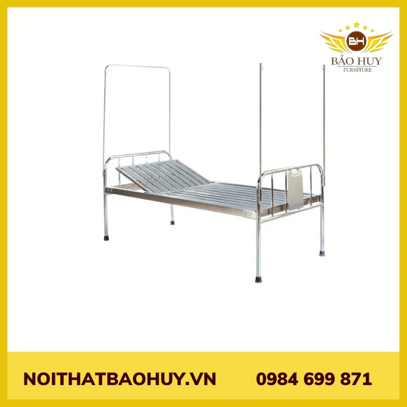 Giường y tế nâng đầu, có nệm, có kẹp bệnh án QYT 03