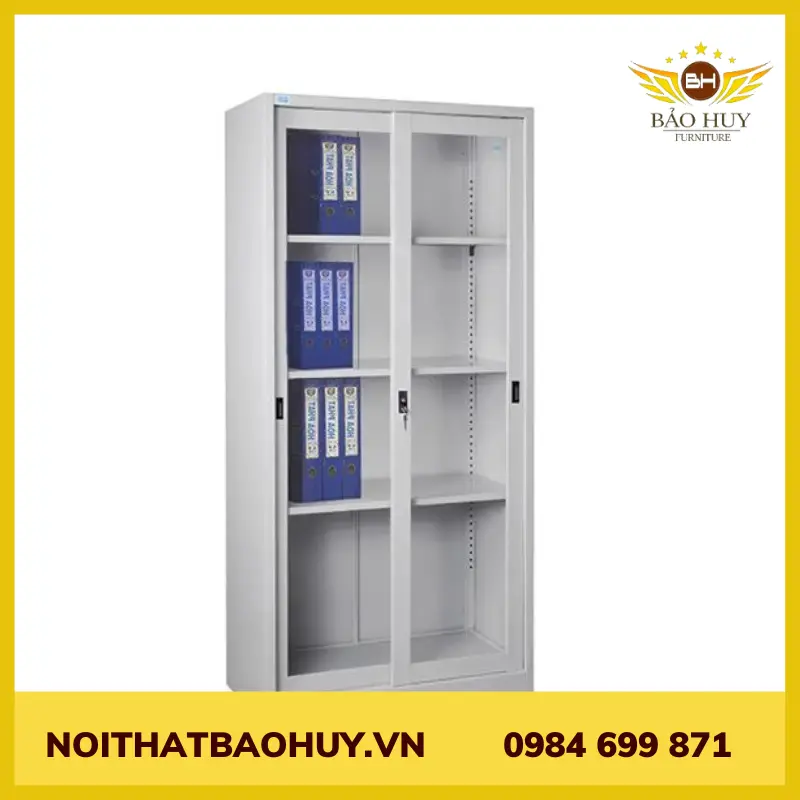 TỦ TÀI LIỆU 2 CÁNH LÙA KÍNH CÓ 4 NGĂN TTL2CLK-4N